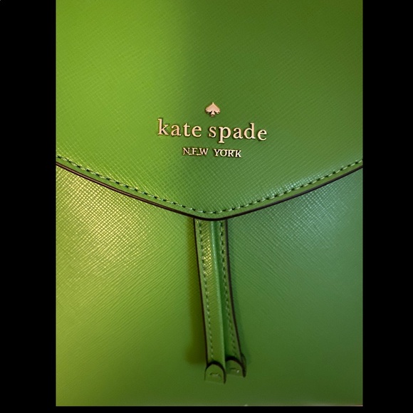 NWT Kate Spade Saffiano Leather Lizzie Medium Flap Backpack Turaco Green - Picture 7 of 7
